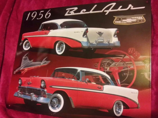 1956 Chevrolet Belair Classic Car Tin Metal Sign