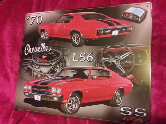 1970 Chevelle LS6 SS 454 Sports Car Tin Metal Sign