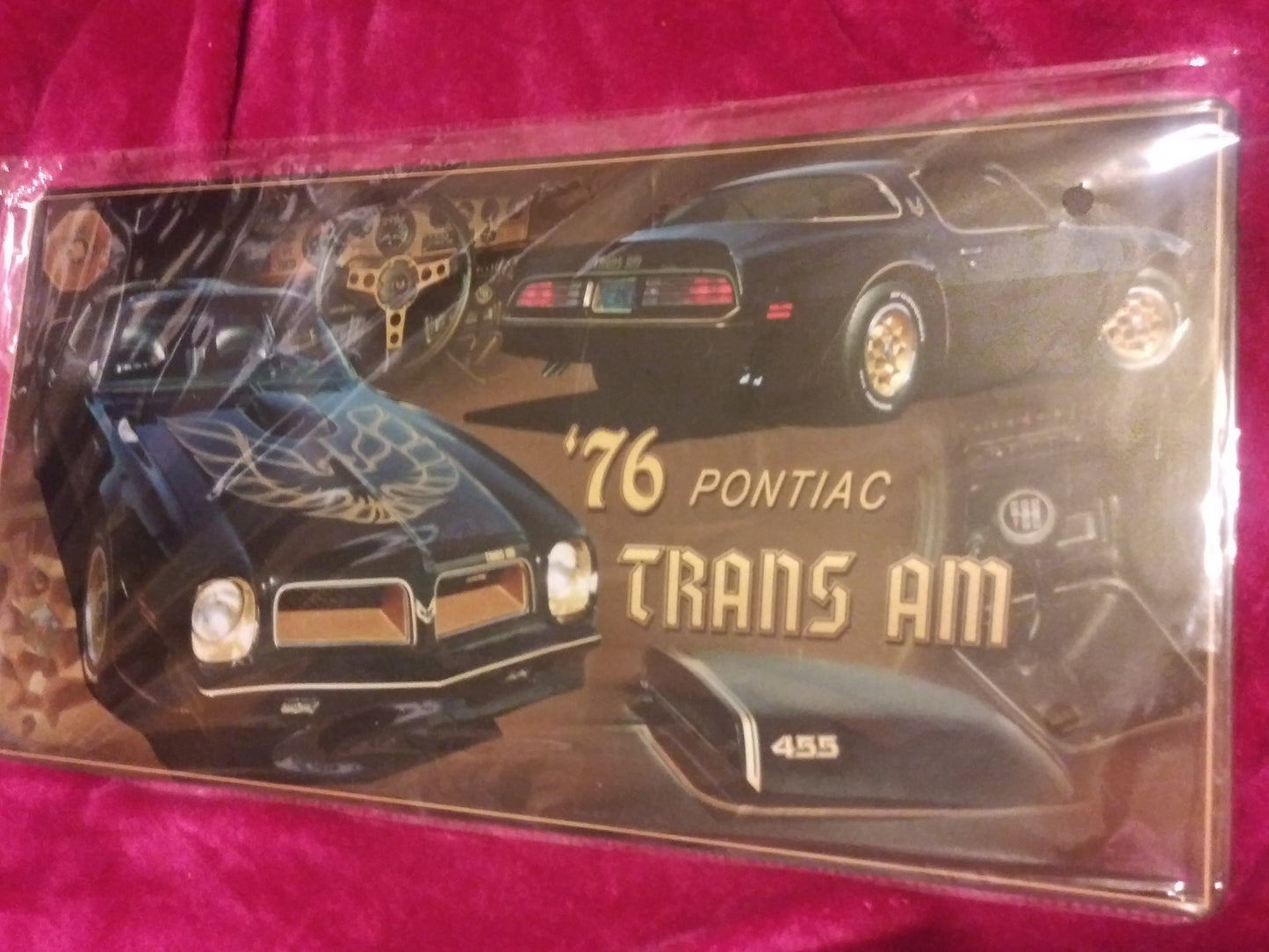 1976 Pontiac Trans Am Sports Car Tin Metal Sign 10in X 19in