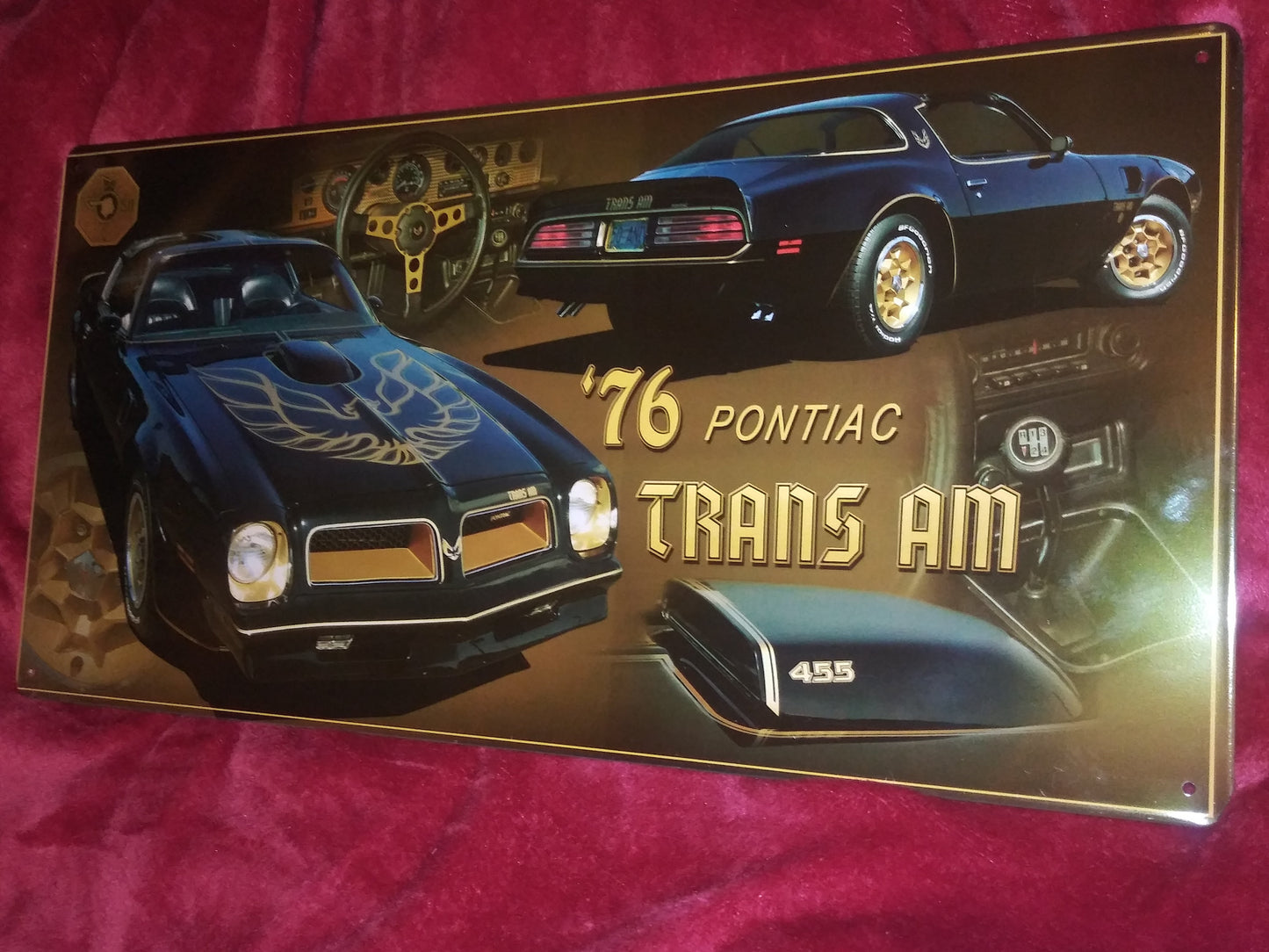 1976 Pontiac Trans Am Sports Car Tin Metal Sign 10in X 19in