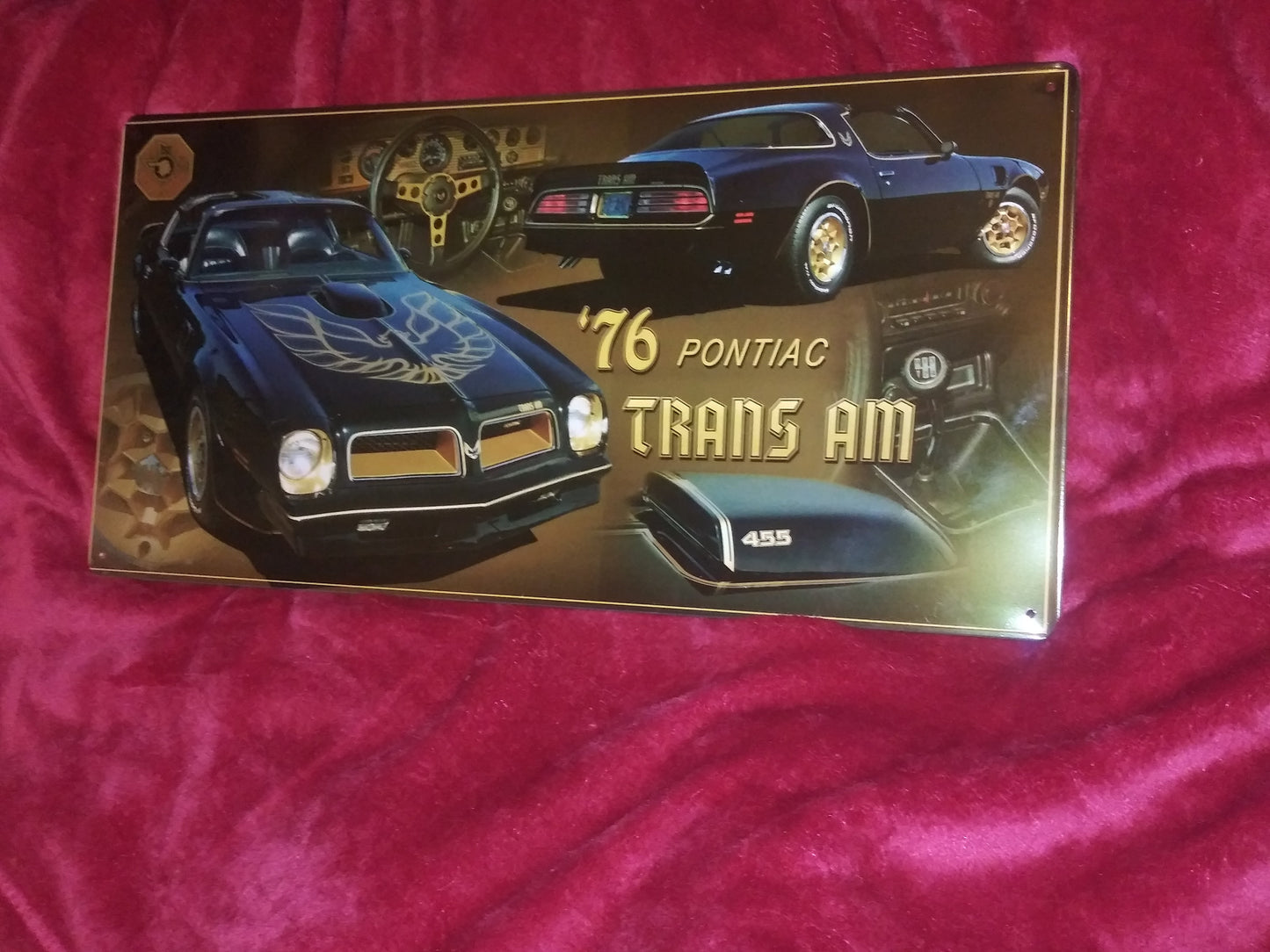 1976 Pontiac Trans Am Sports Car Tin Metal Sign 10in X 19in