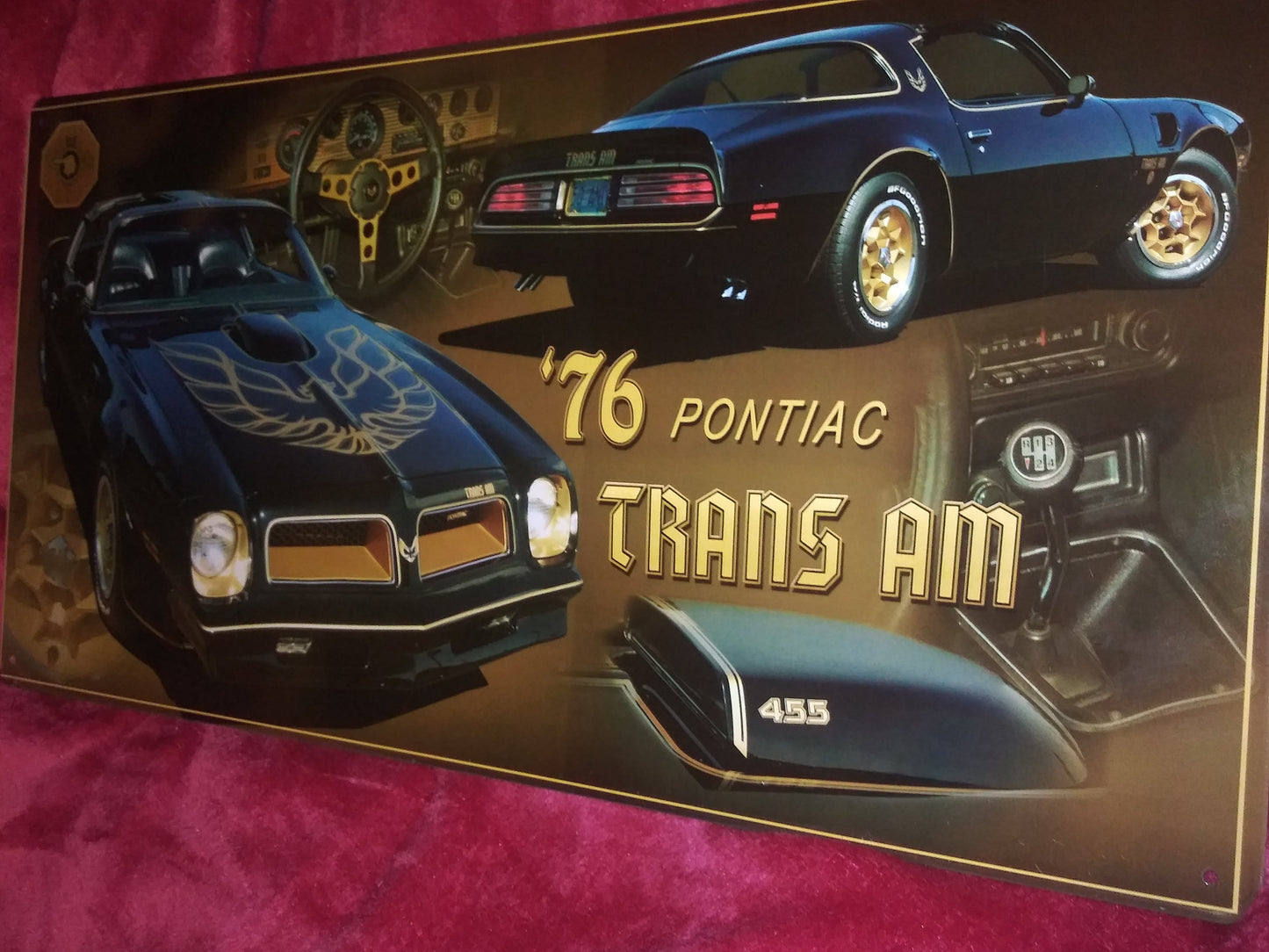 1976 Pontiac Trans Am Sports Car Tin Metal Sign 10in X 19in