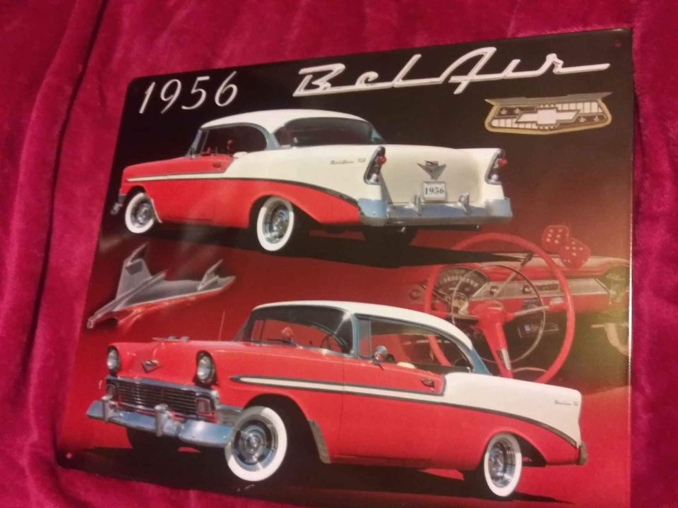 1956 Chevrolet Belair Classic Car Tin Metal Sign