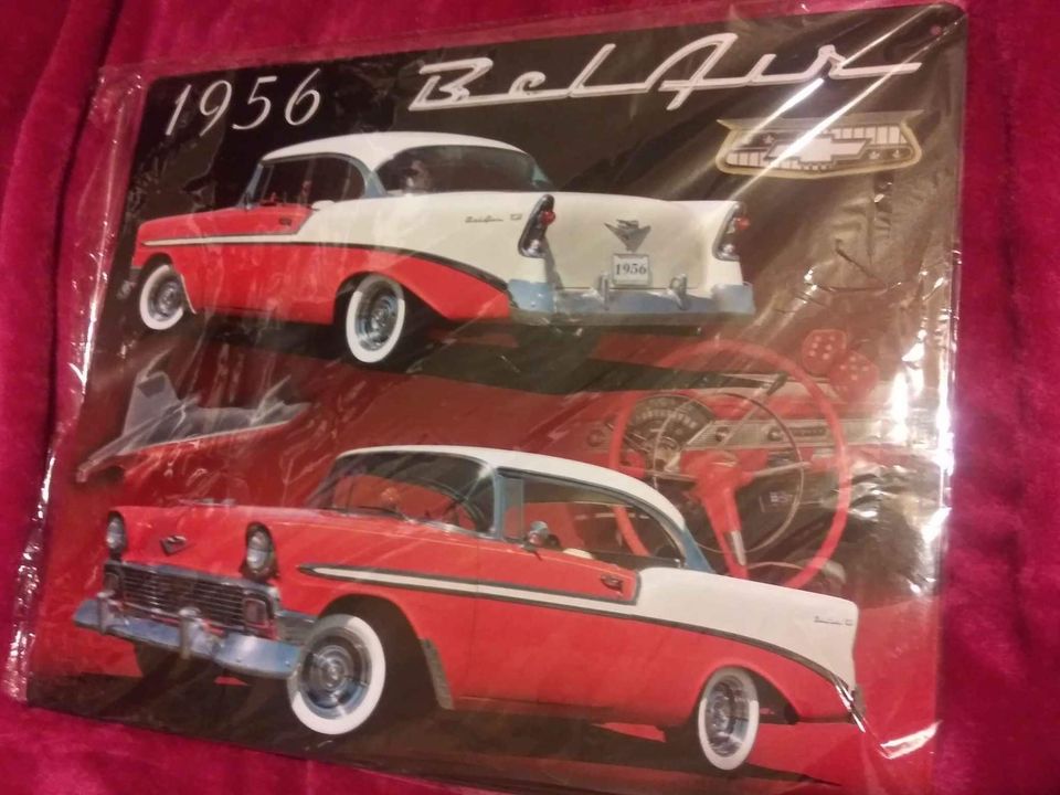 1956 Chevrolet Belair Classic Car Tin Metal Sign