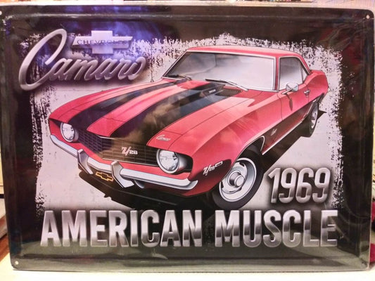 1969 American Muscle Chevrolet Camaro Tin Metal Sign